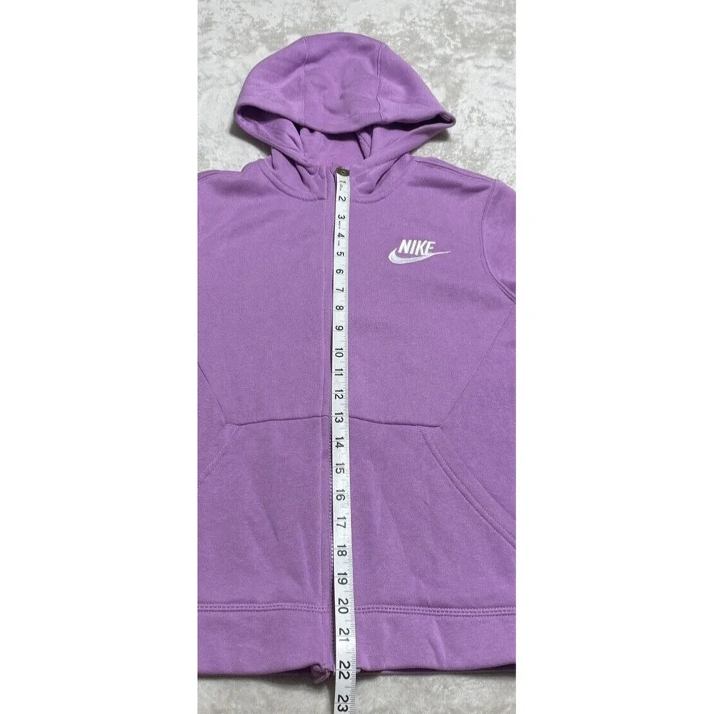 Nike Sportswear Club Hoodie Girls Large Purple Fleece Full Zip Logo Sweatshirt
